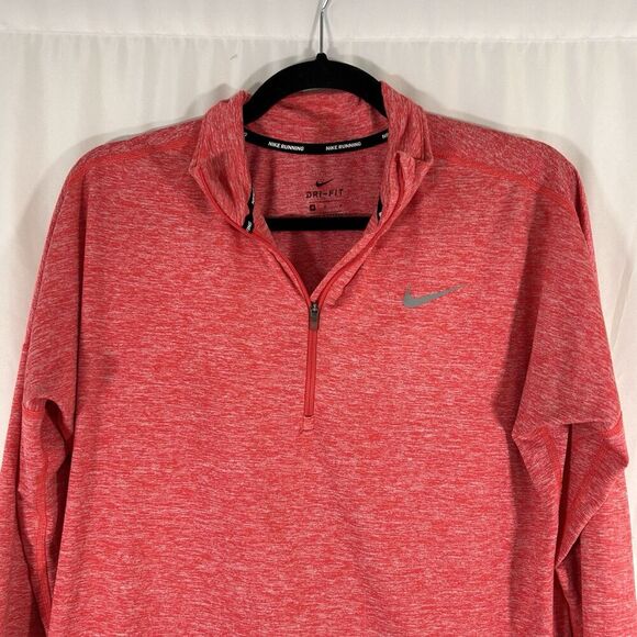 Nike Running Sweater Women's Medium Heathered Red 1/4 Zip Turtleneck Pullover - Picture 2 of 9